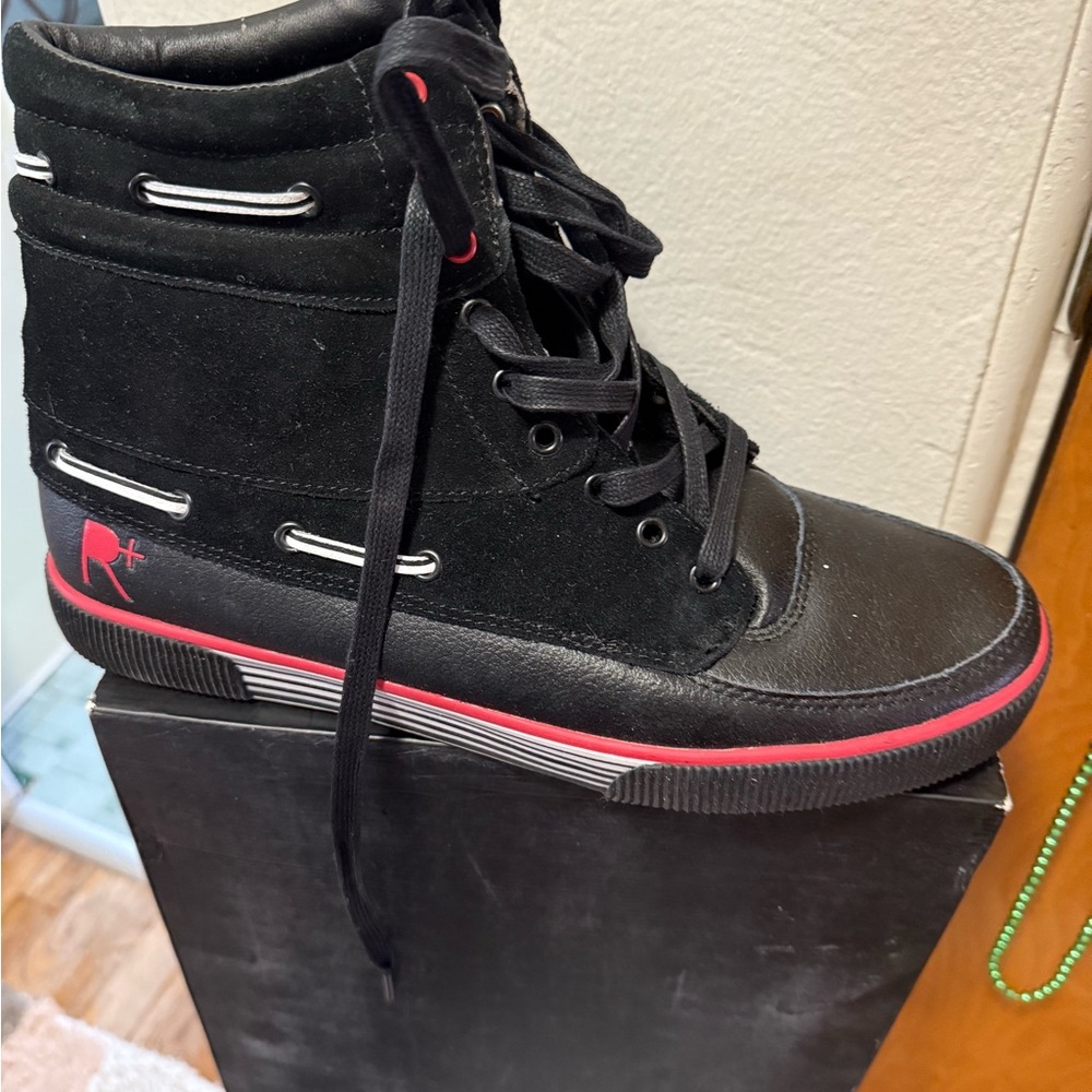 ROC THE BOAT Black and Red High-Top Sneakers